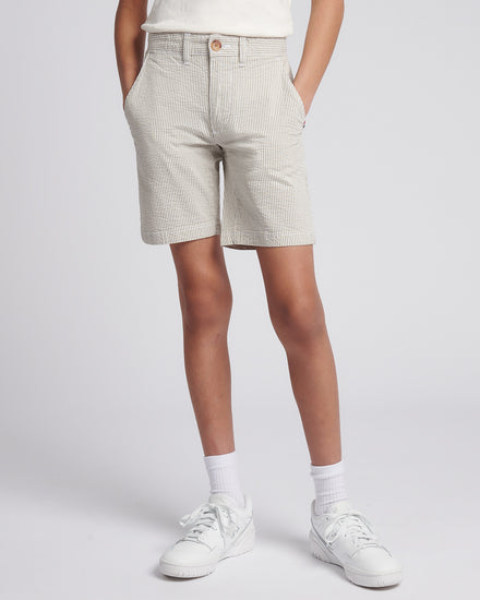 Boys Seersucker Chino Short in Northern Droplet