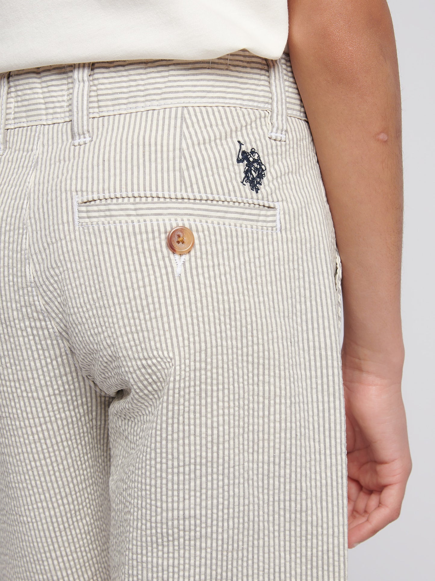 Boys Seersucker Chino Short in Northern Droplet