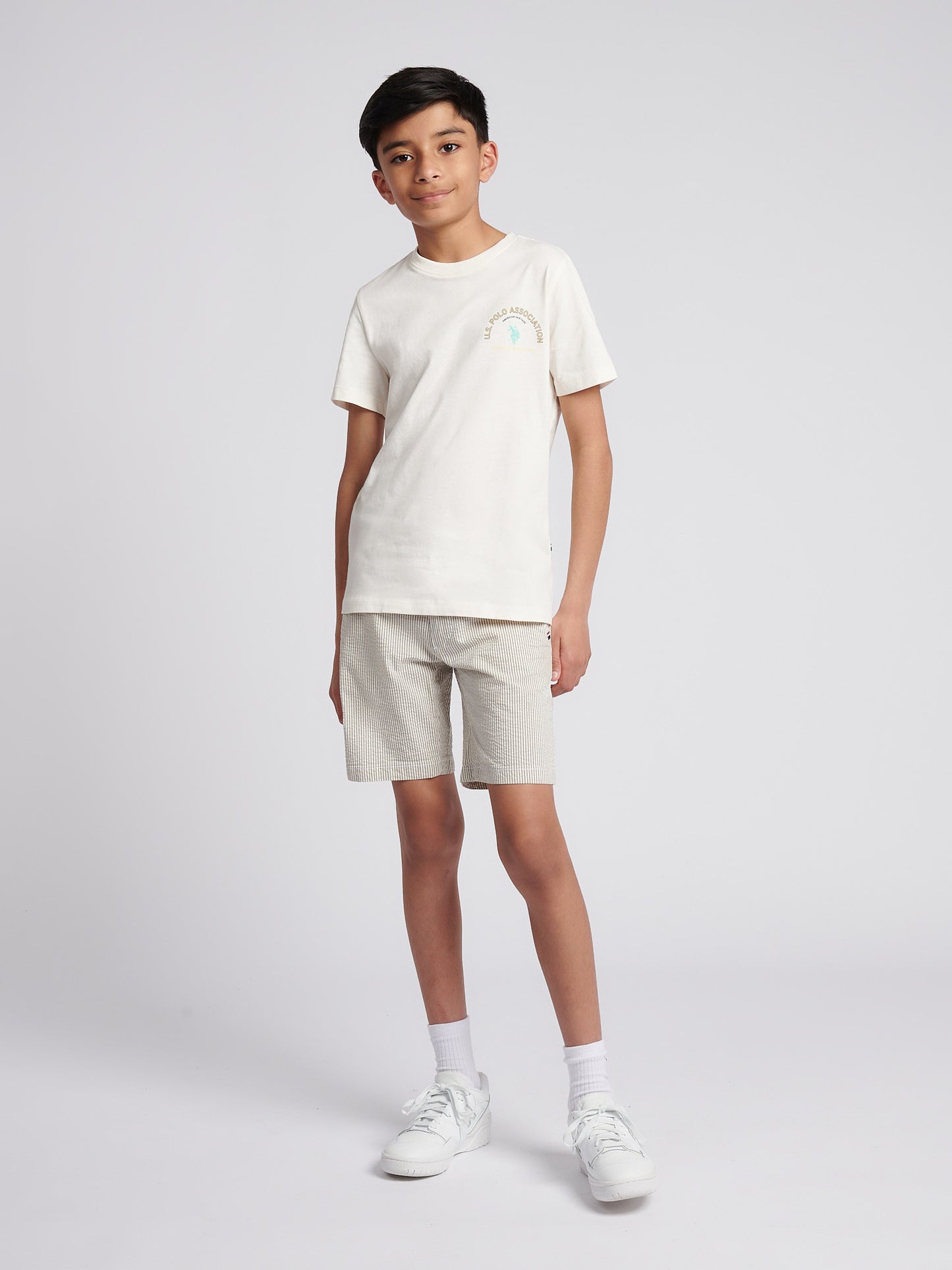 Boys Seersucker Chino Short in Northern Droplet