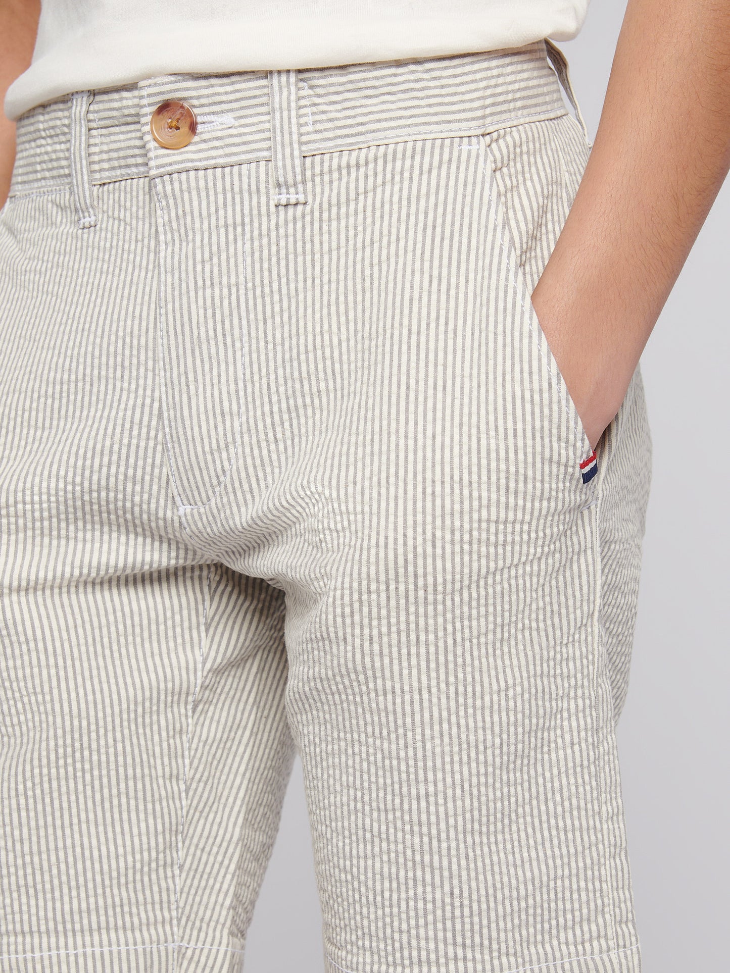 Boys Seersucker Chino Short in Northern Droplet