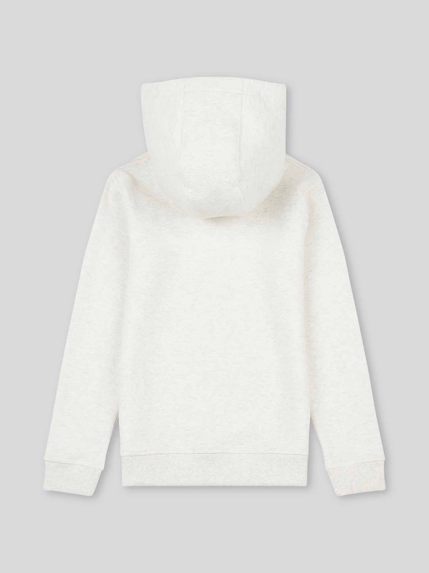 Boys Double Horsemen Herringbone Hoodie in Light Grey Marl