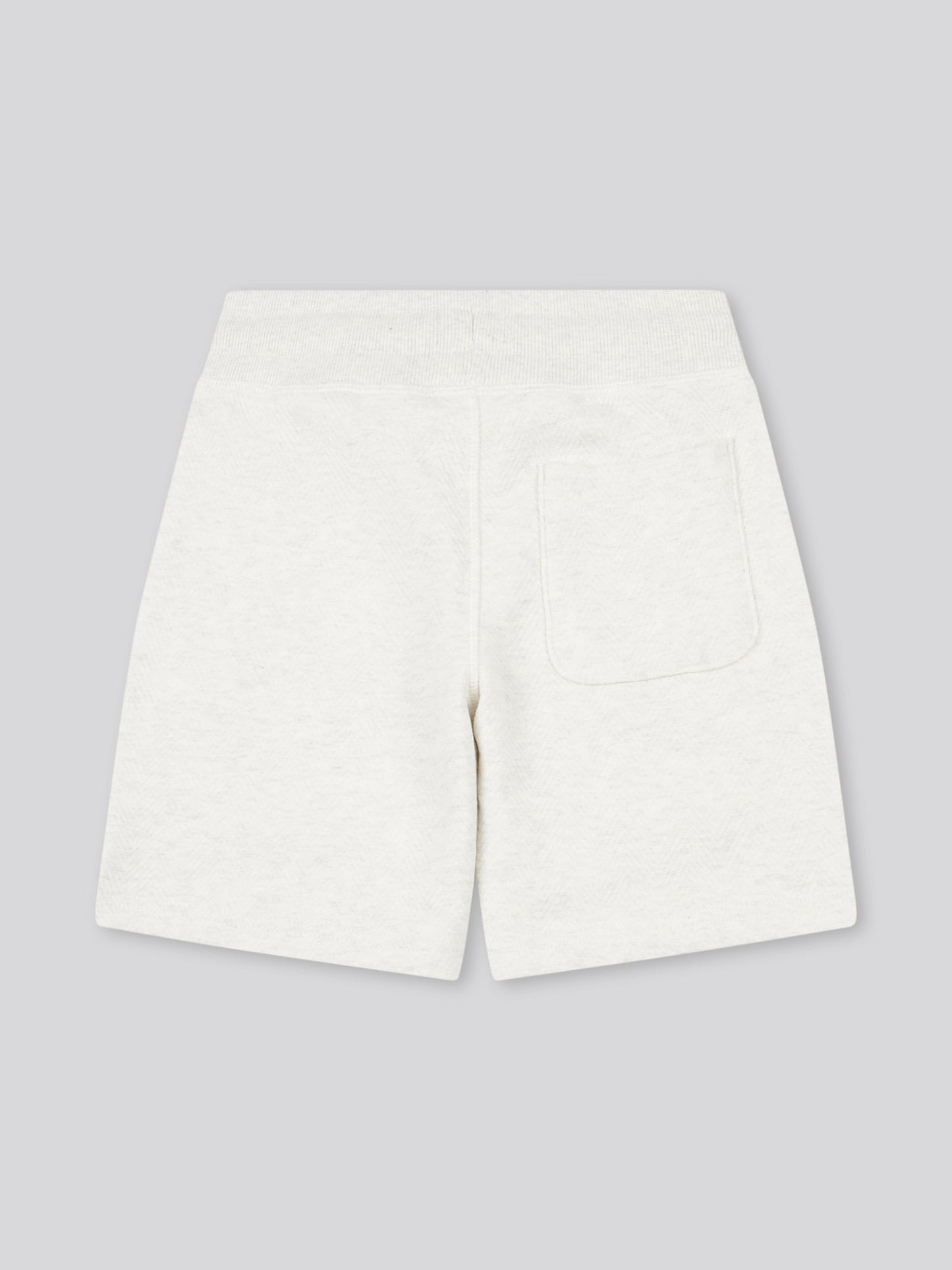 Boys Double Horsemen Herringbone Sweat Short in Light Grey Marl