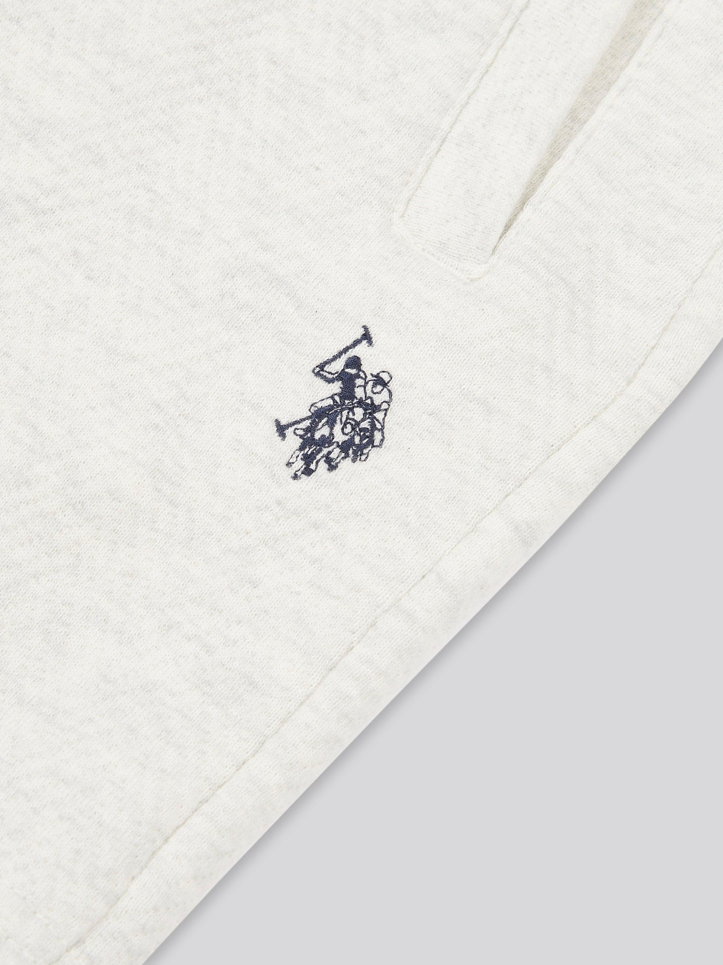 Boys Double Horsemen Herringbone Sweat Short in Light Grey Marl