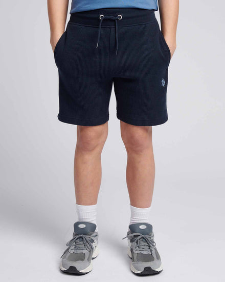 Boys Waffle Texture Short in Dark Sapphire Navy / Moonlight Blue DHM