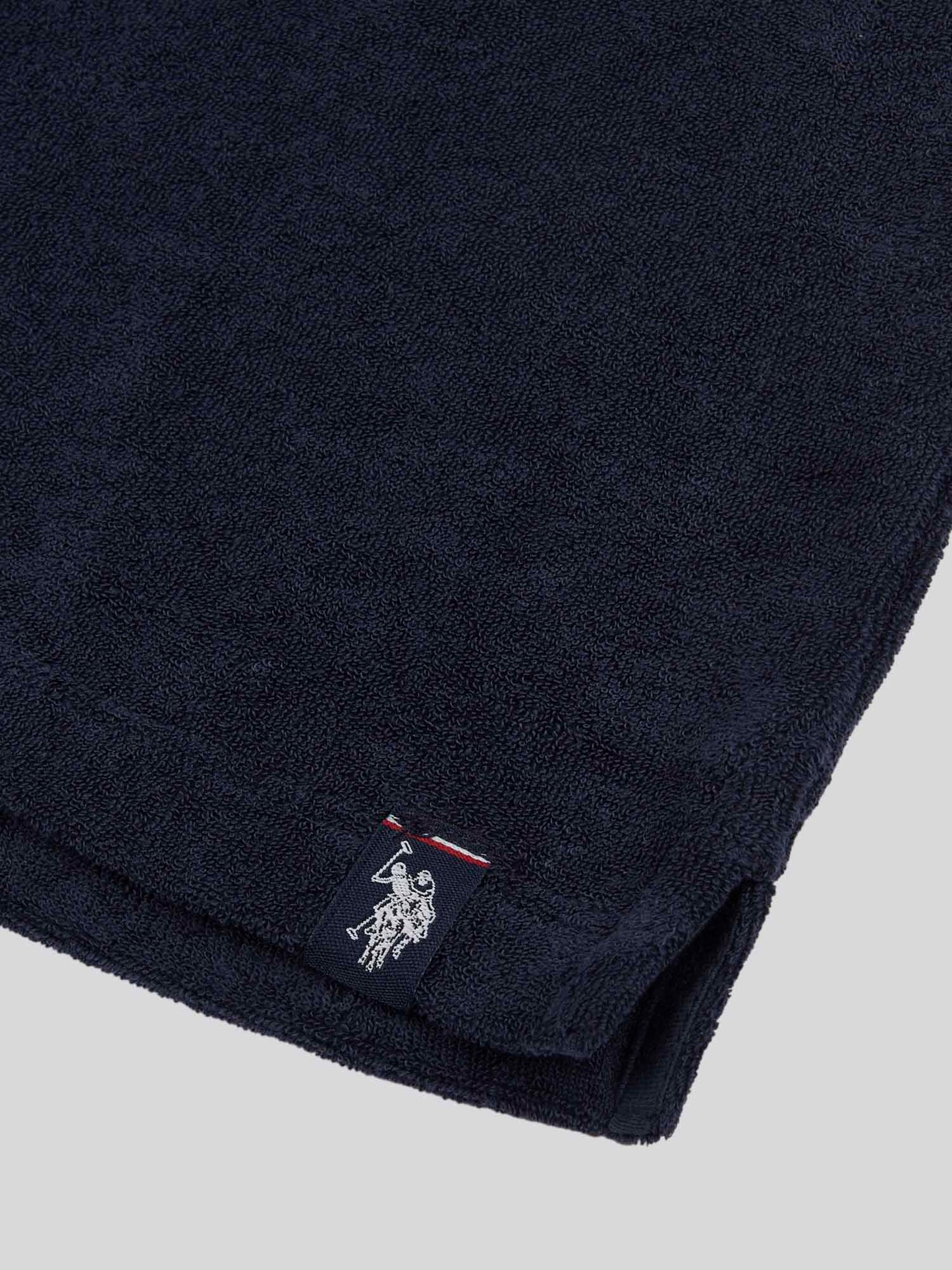 Boys Terry Reverse Collar Polo Shirt in Dark Sapphire Navy