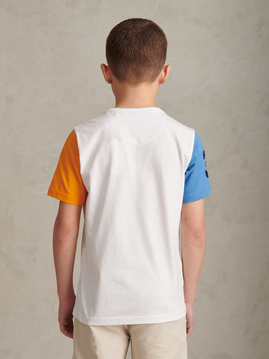 Boys Player 3 Colour Block T-Shirt Bright White