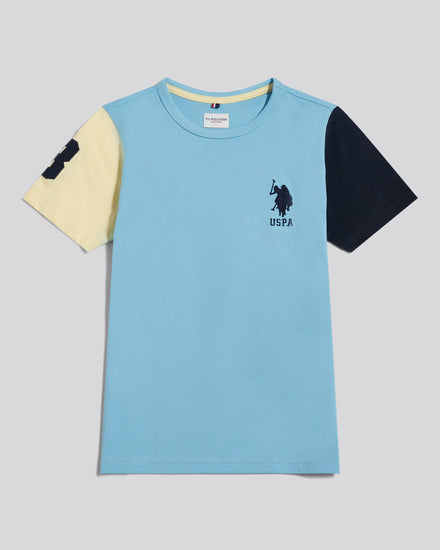 Boys Player 3 Colour Block T-Shirt Air Blue