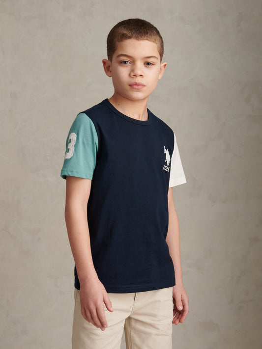 Boys Player 3 Colour Block T-Shirt Dark Sapphire Navy