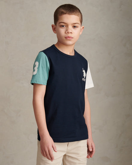 Boys Player 3 Colour Block T-Shirt Dark Sapphire Navy
