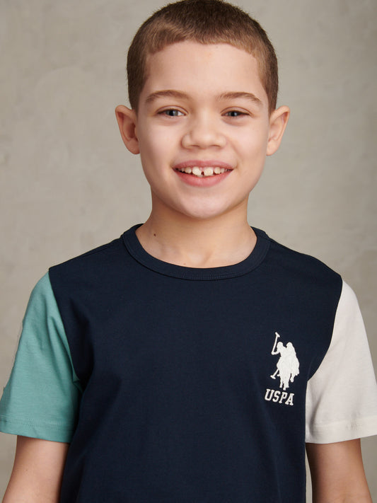 Boys Player 3 Colour Block T-Shirt Dark Sapphire Navy