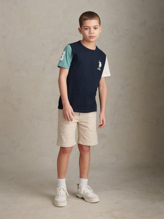 Boys Player 3 Colour Block T-Shirt Dark Sapphire Navy