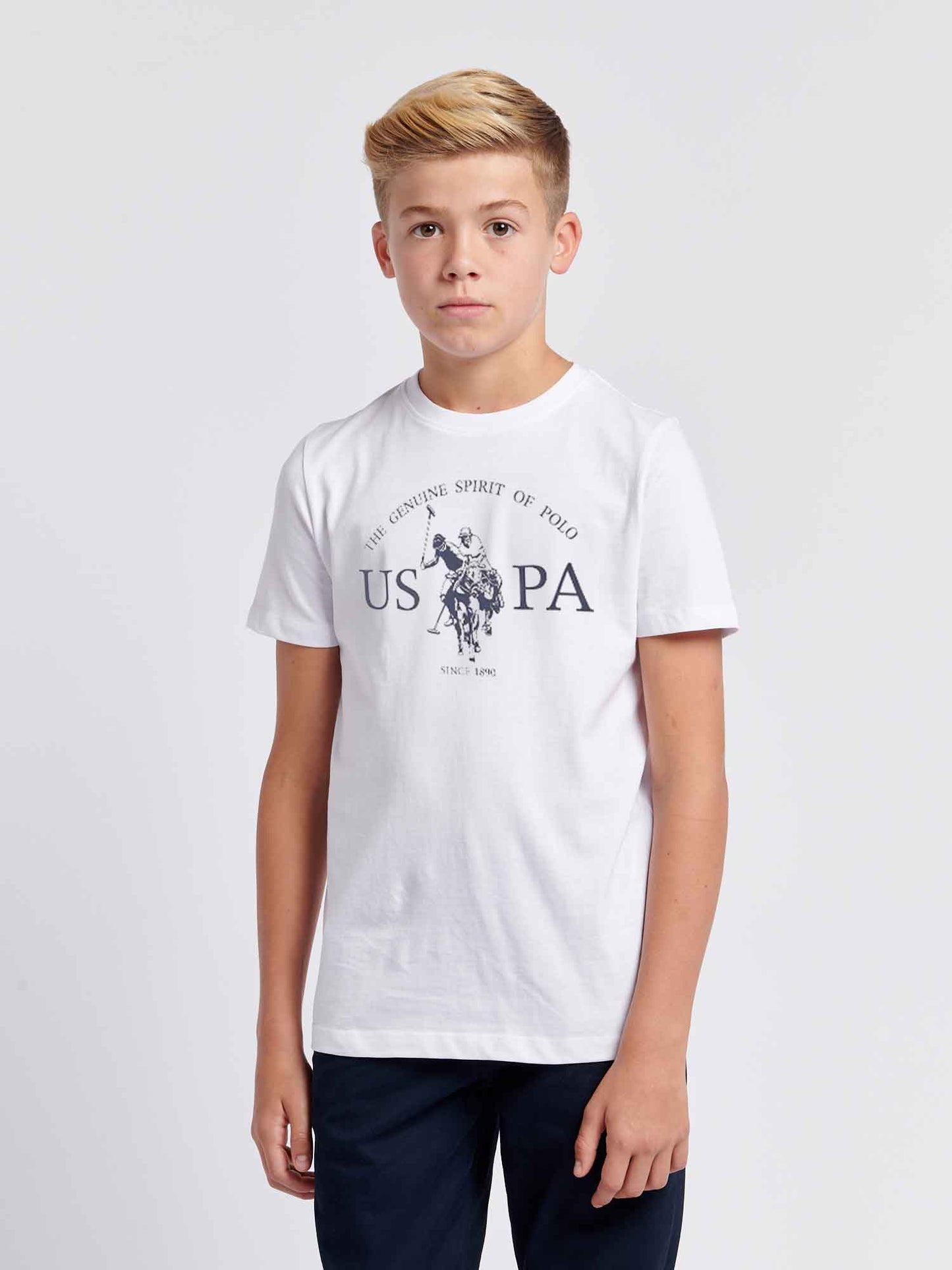 Boys USPA Print Graphic T-Shirt in Bright White