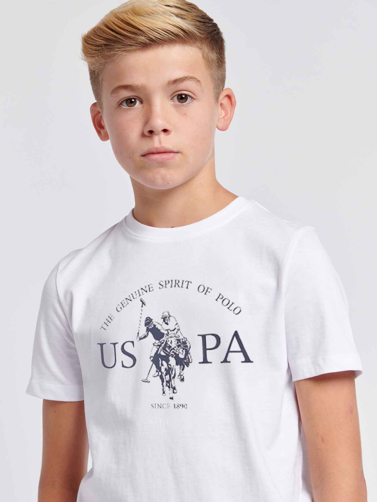 Boys USPA Print Graphic T-Shirt in Bright White