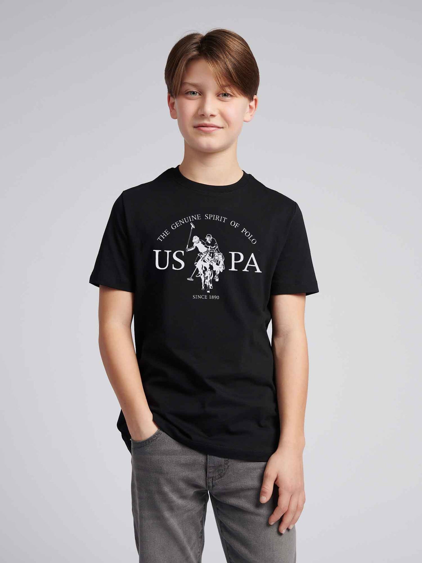 Boys USPA Print Graphic T-Shirt in Black