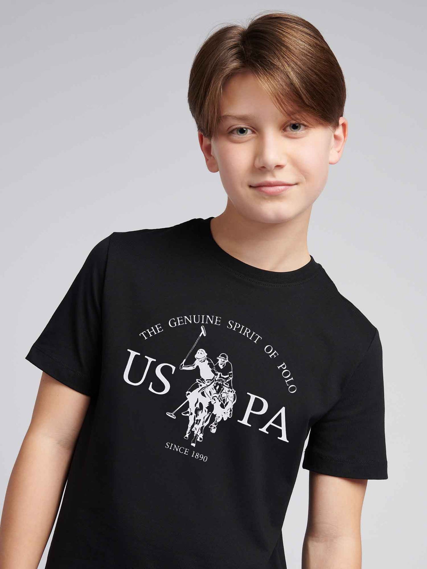 Boys USPA Print Graphic T-Shirt in Black