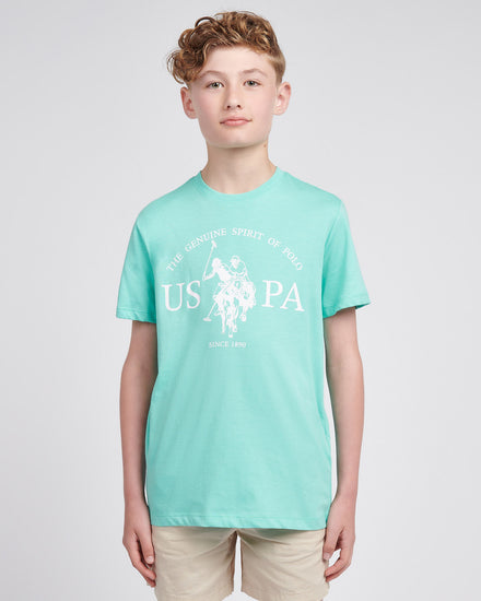 Boys USPA Print Graphic T-Shirt in Pool Blue