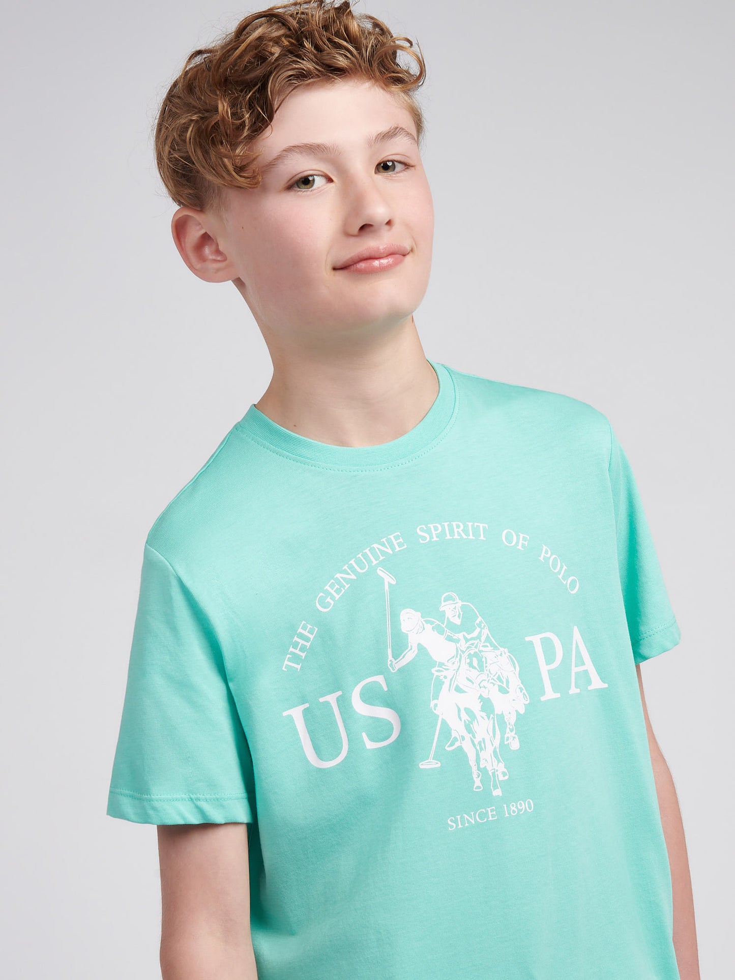 Boys USPA Print Graphic T-Shirt in Pool Blue