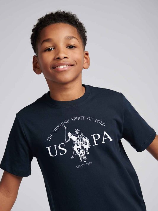 Boys USPA Print Graphic T-Shirt in Dark Sapphire Navy