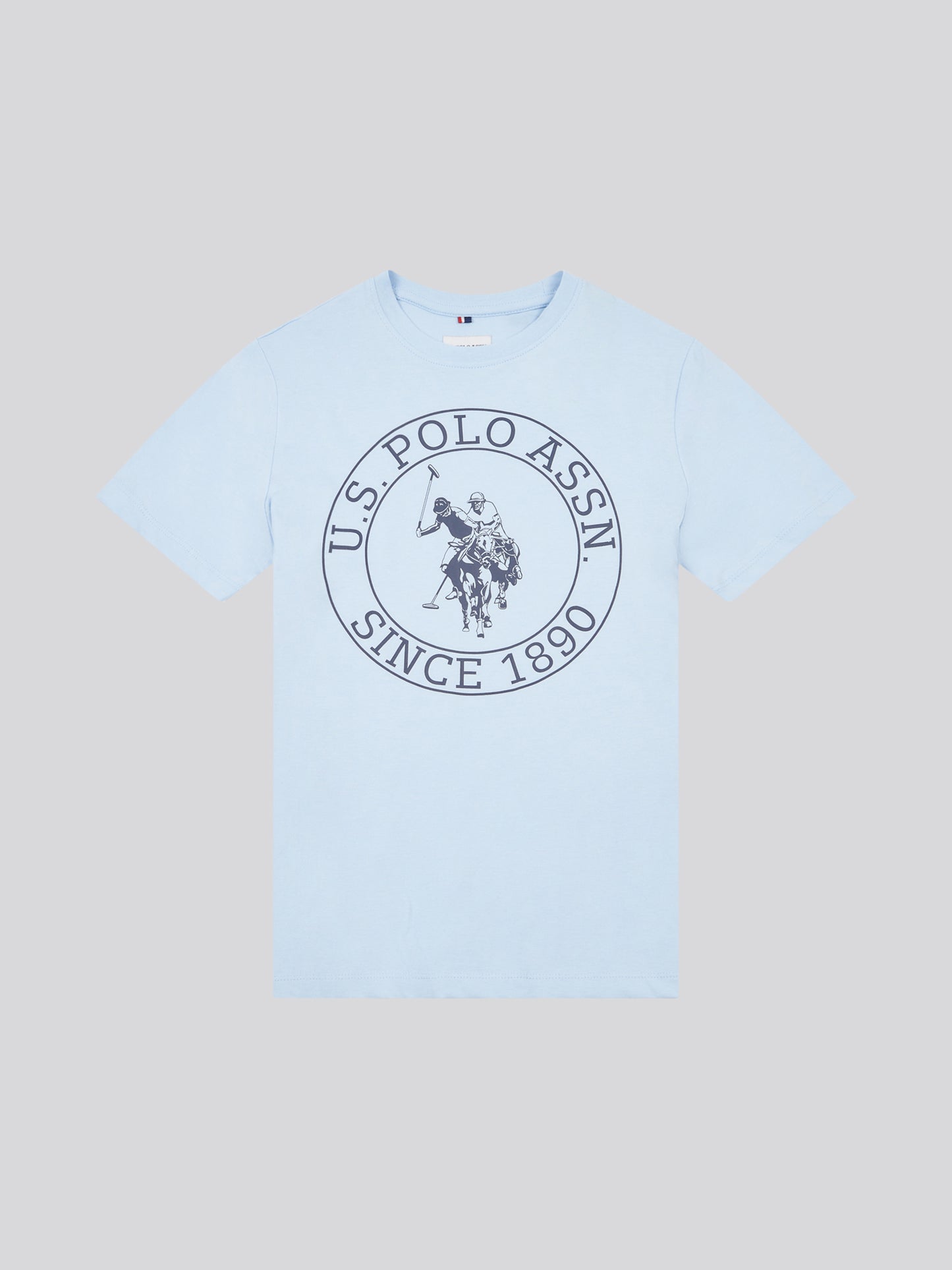 Boys USPA Circle Print T-Shirt in Chambray Blue