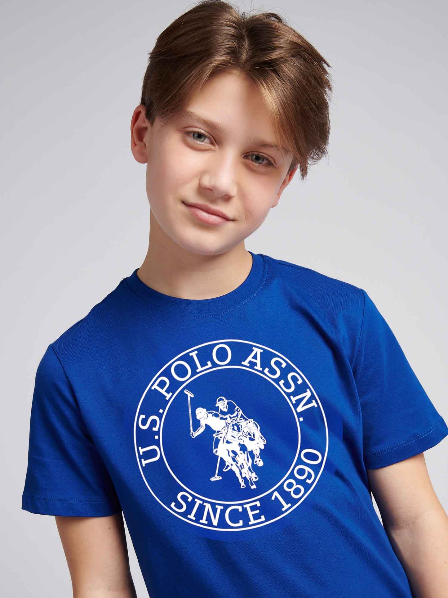 Boys USPA Circle Print T-Shirt in Sodalite Blue