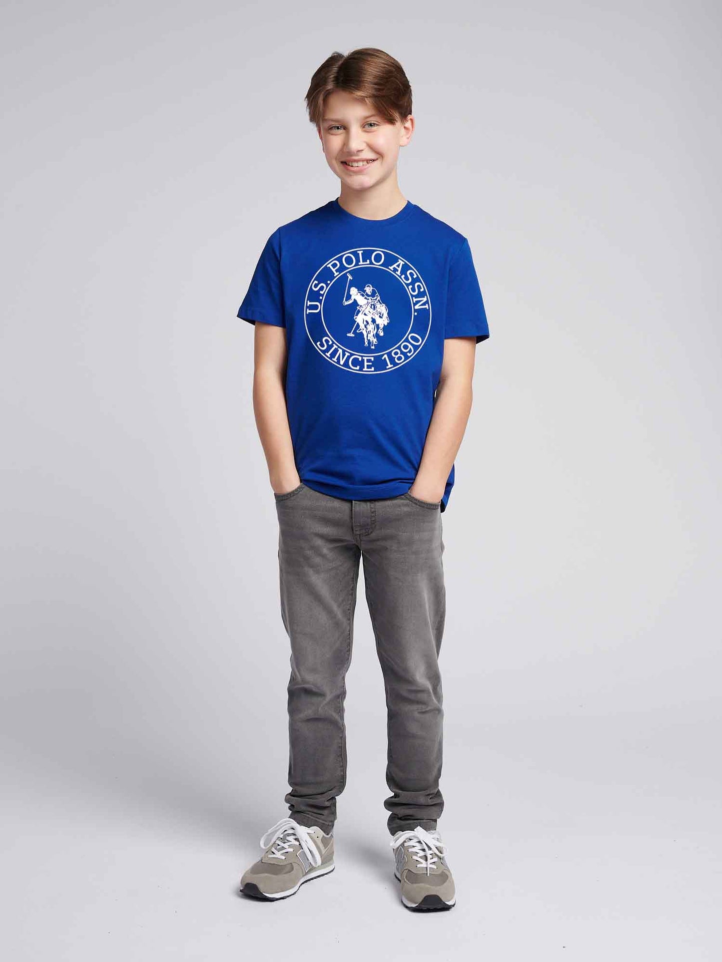 Boys USPA Circle Print T-Shirt in Sodalite Blue