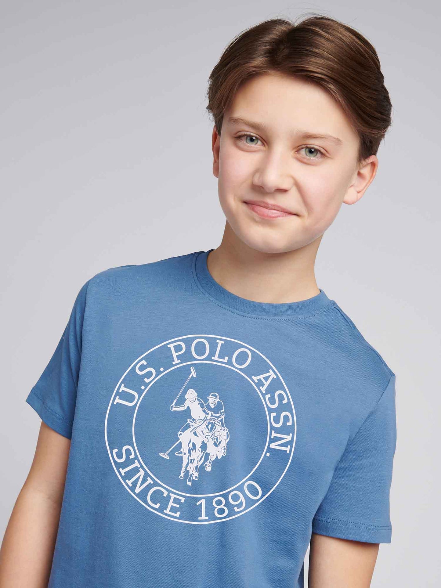 Boys USPA Circle Print T-Shirt in Blue Horizon