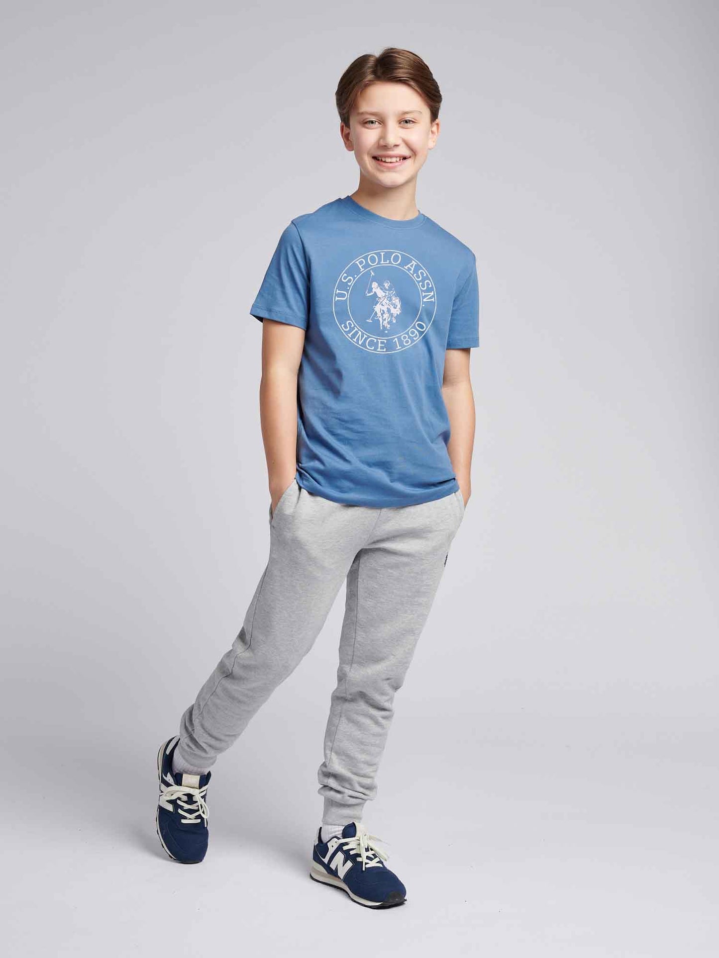 Boys USPA Circle Print T-Shirt in Blue Horizon