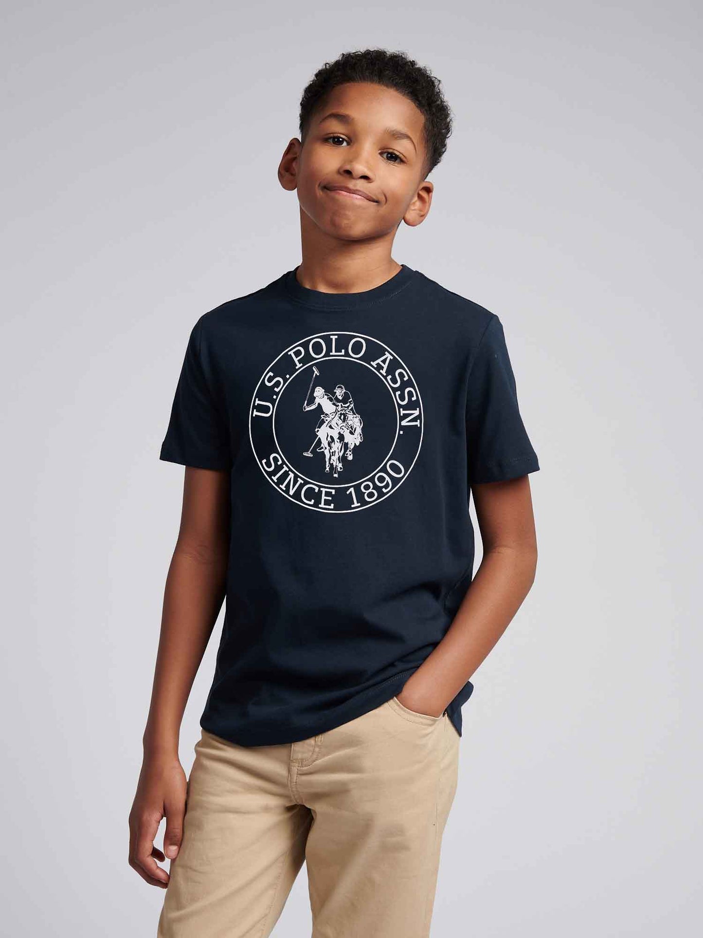 Boys USPA Circle Print T-Shirt in Dark Sapphire Navy