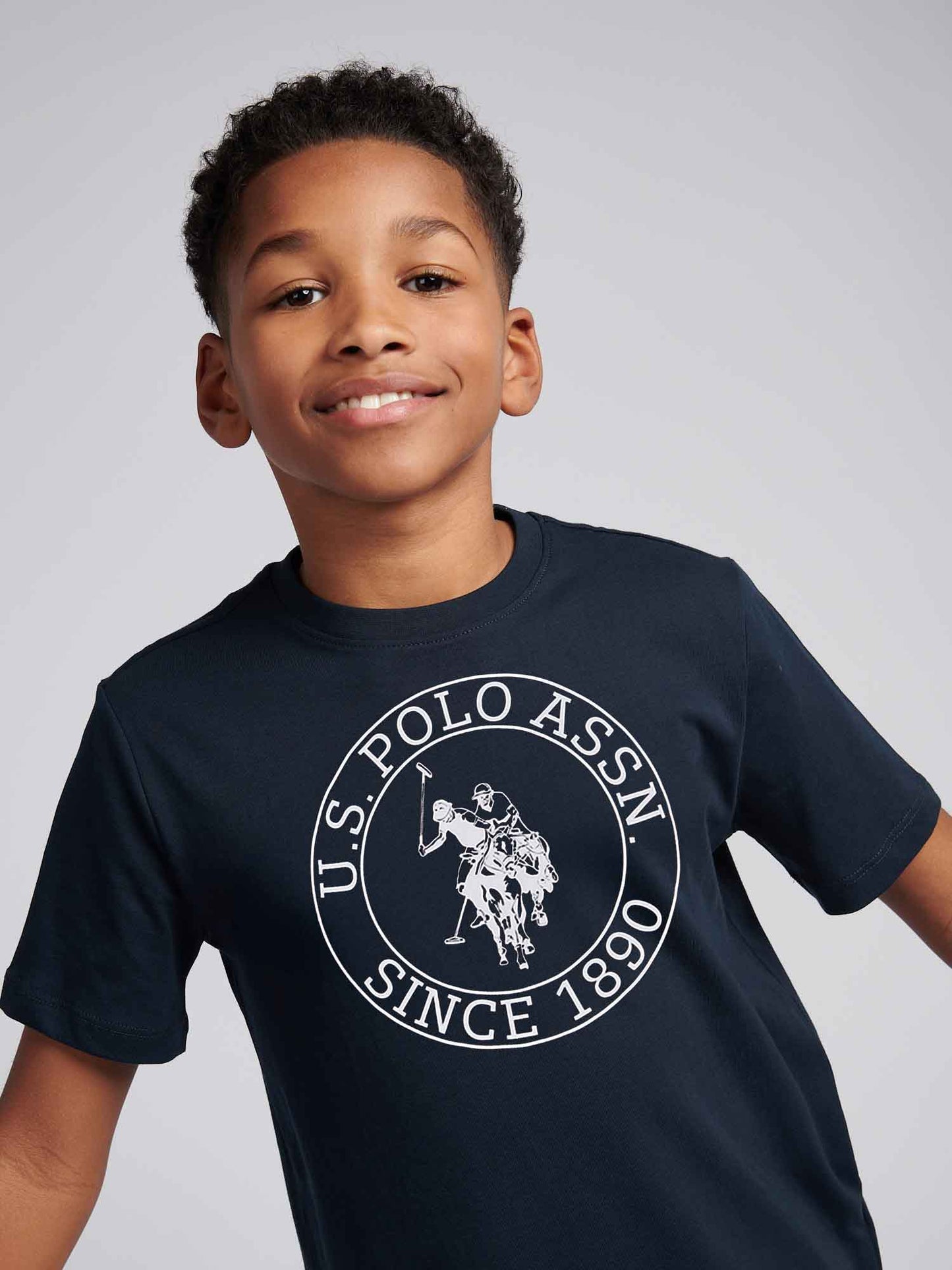 Boys USPA Circle Print T-Shirt in Dark Sapphire Navy