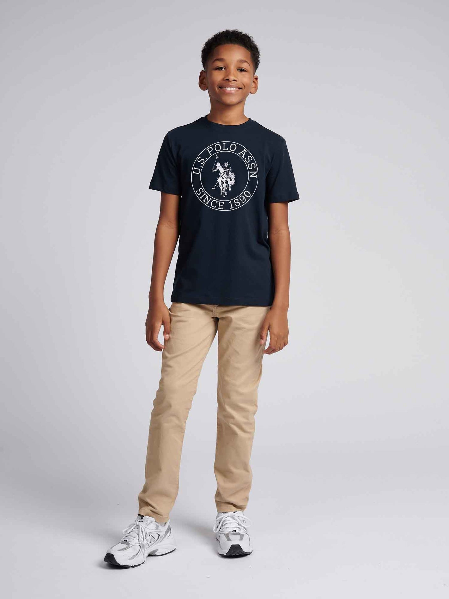 Boys USPA Circle Print T-Shirt in Dark Sapphire Navy