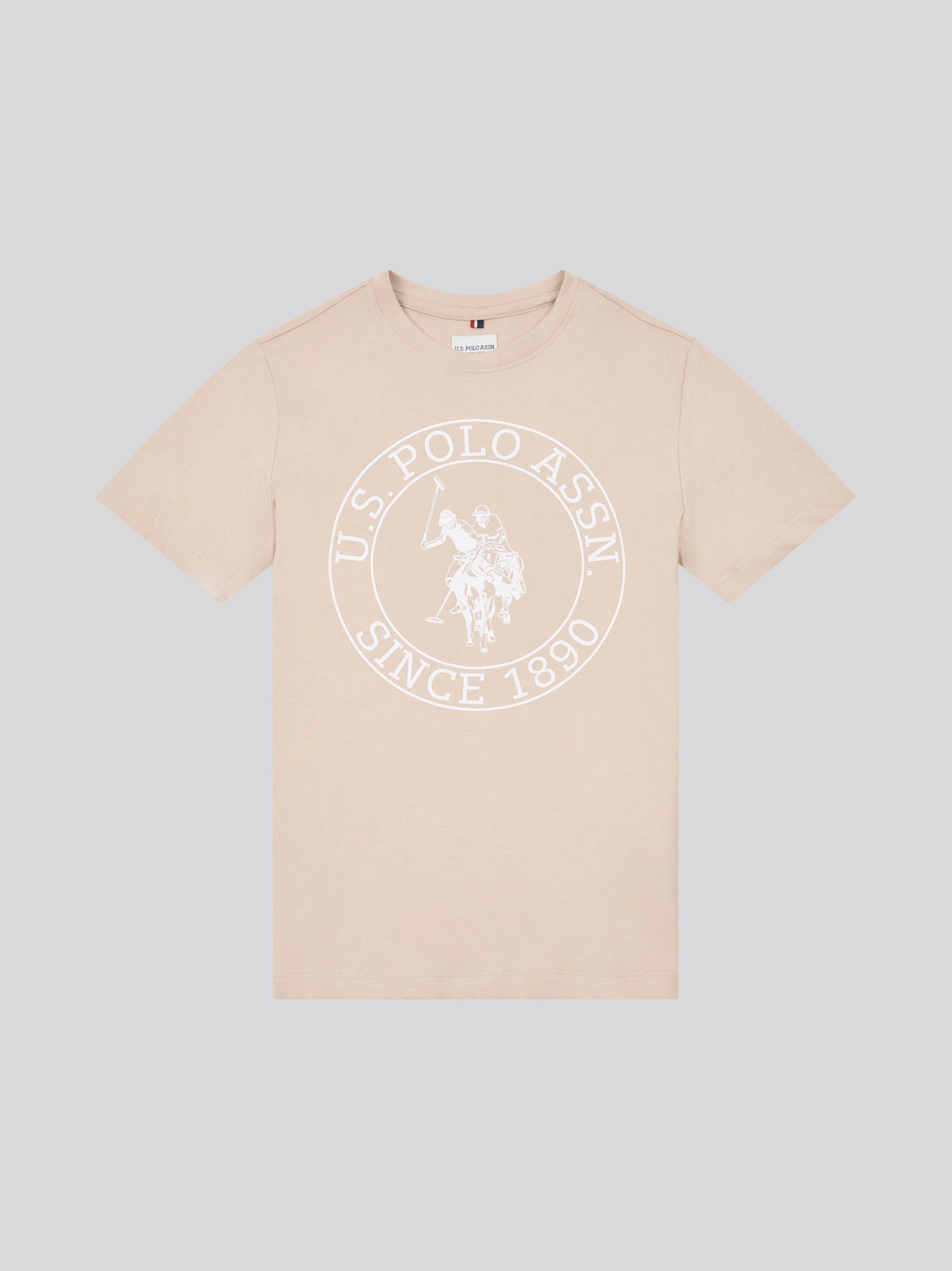 Boys USPA Circle Print T-Shirt in Doeskin