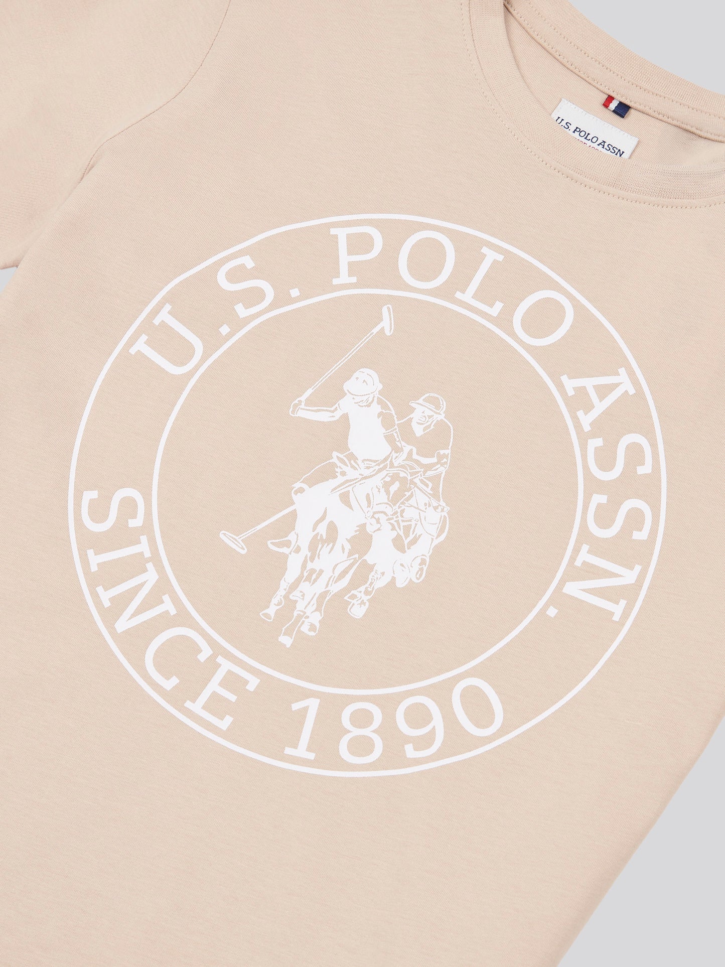 Boys USPA Circle Print T-Shirt in Doeskin