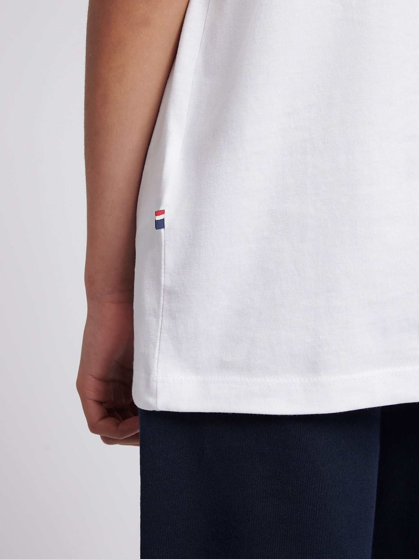 Boys Double Horsemen Graphic T-Shirt in Bright White