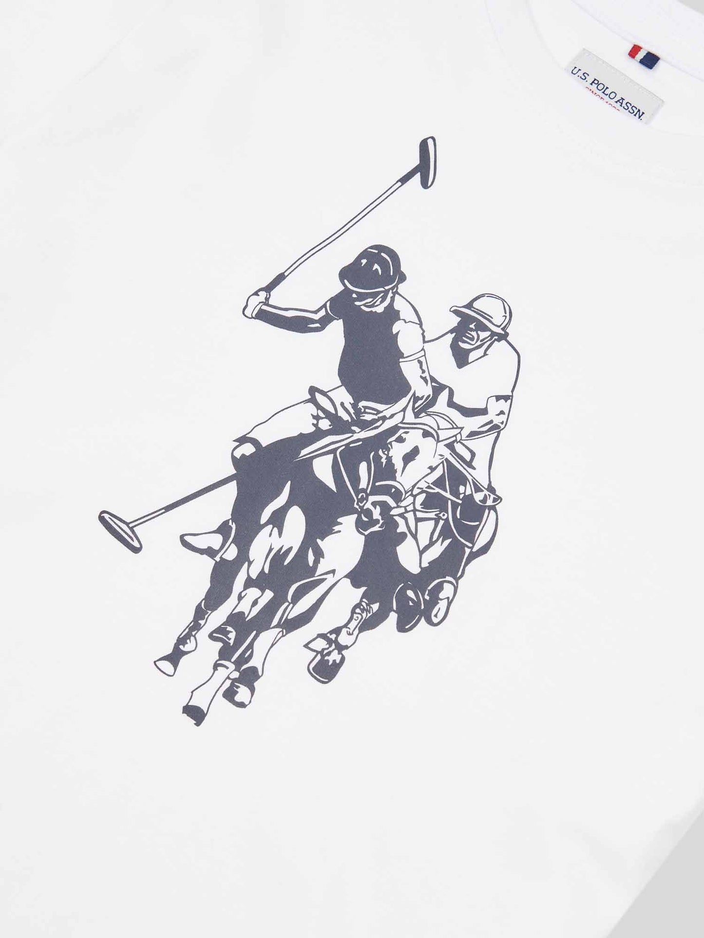 Boys Double Horsemen Graphic T-Shirt in Bright White