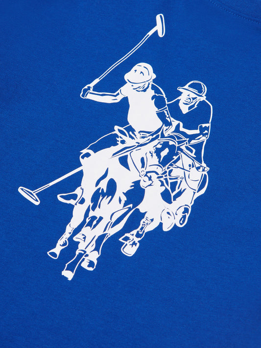 Boys Double Horsemen Graphic T-Shirt in Sodalite Blue