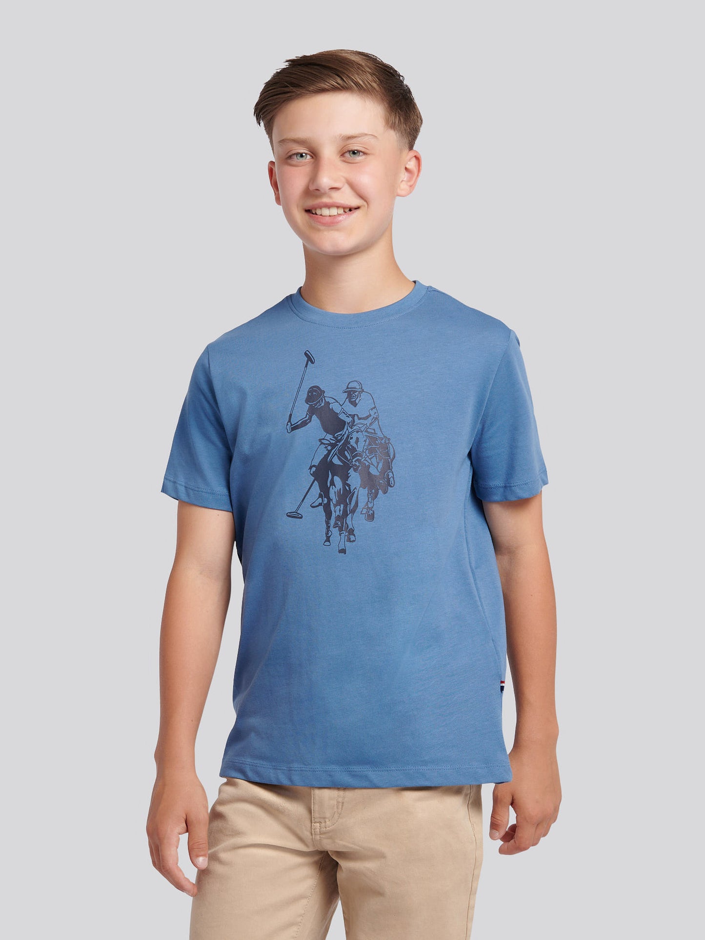 Boys Double Horsemen Graphic T-Shirt in Blue Horizon