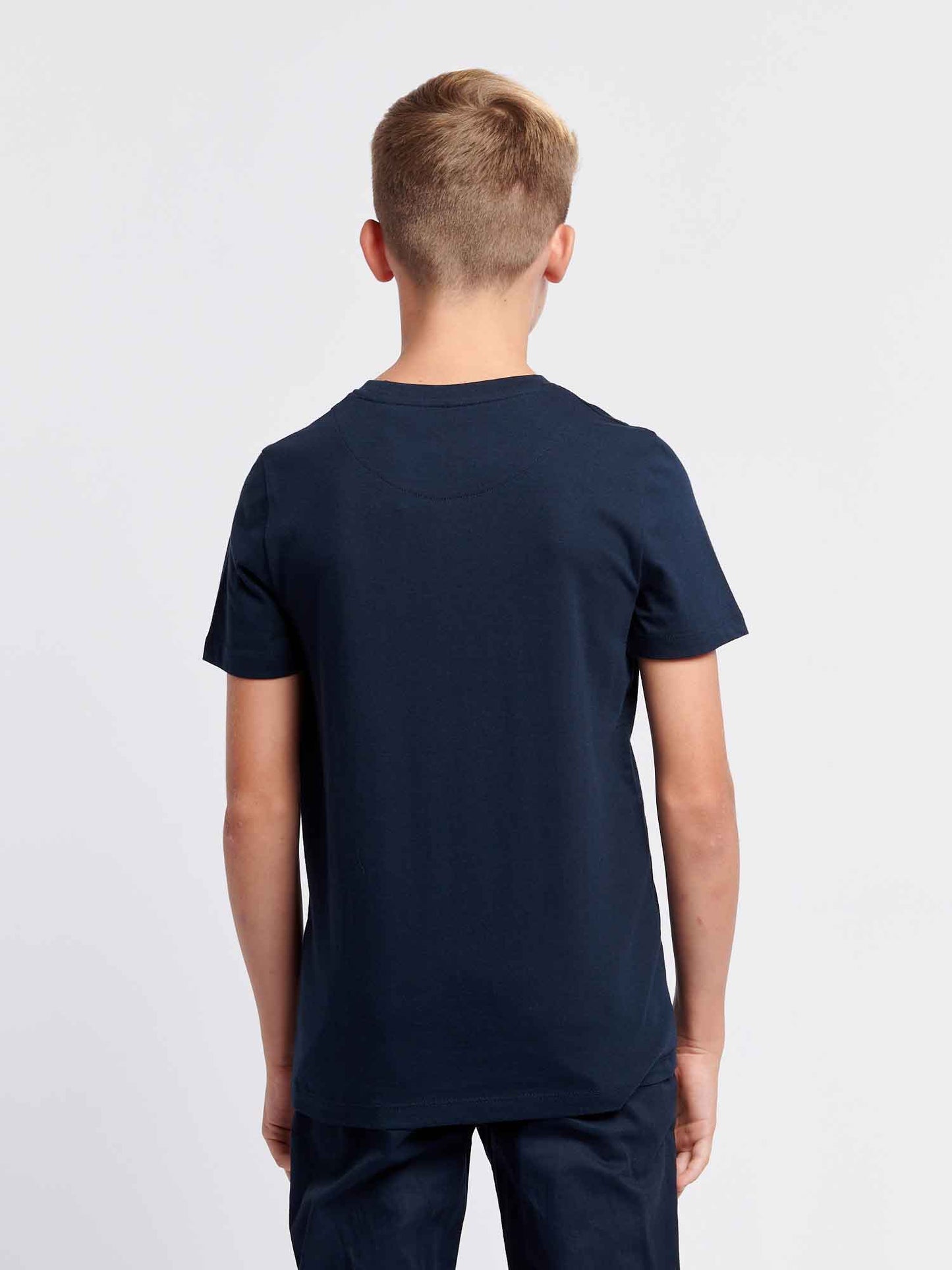 Boys Double Horsemen Graphic T-Shirt in Dark Sapphire Navy