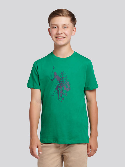 Boys Double Horsemen Graphic T-Shirt in Lush Meadow