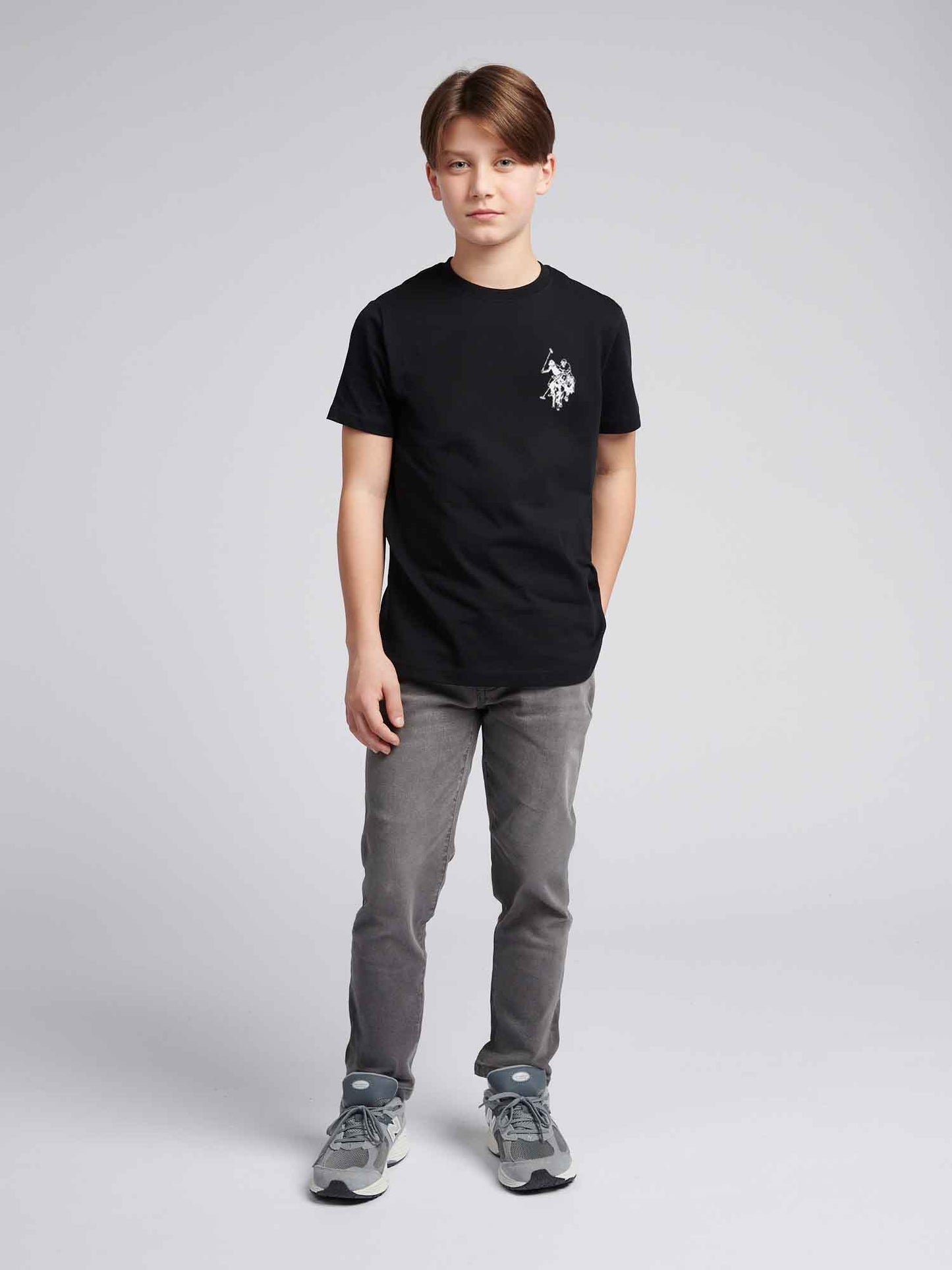 Boys Large Double Horsemen Graphic T-Shirt in Black