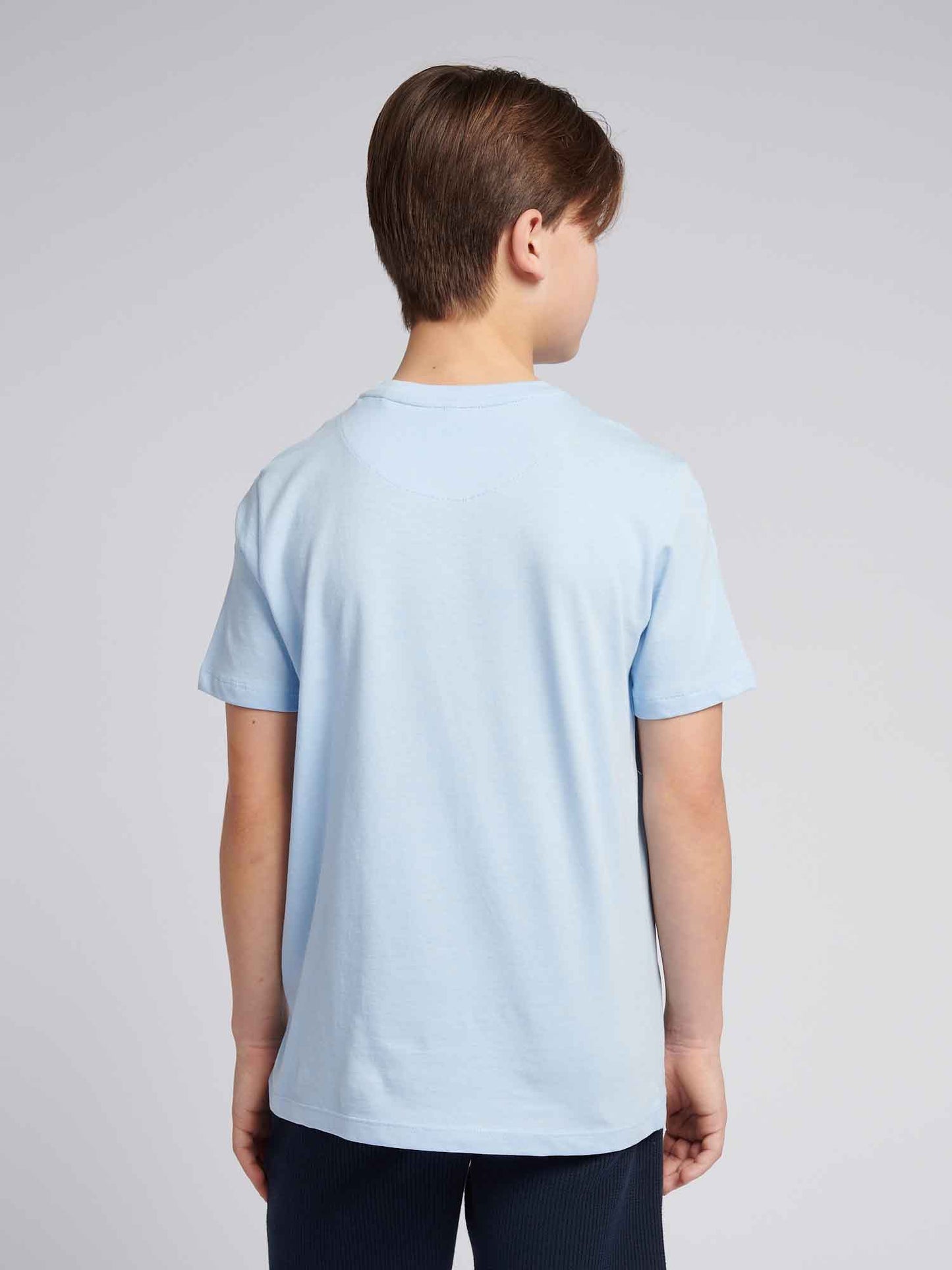 Boys Large Double Horsemen Graphic T-Shirt in Chambray Blue