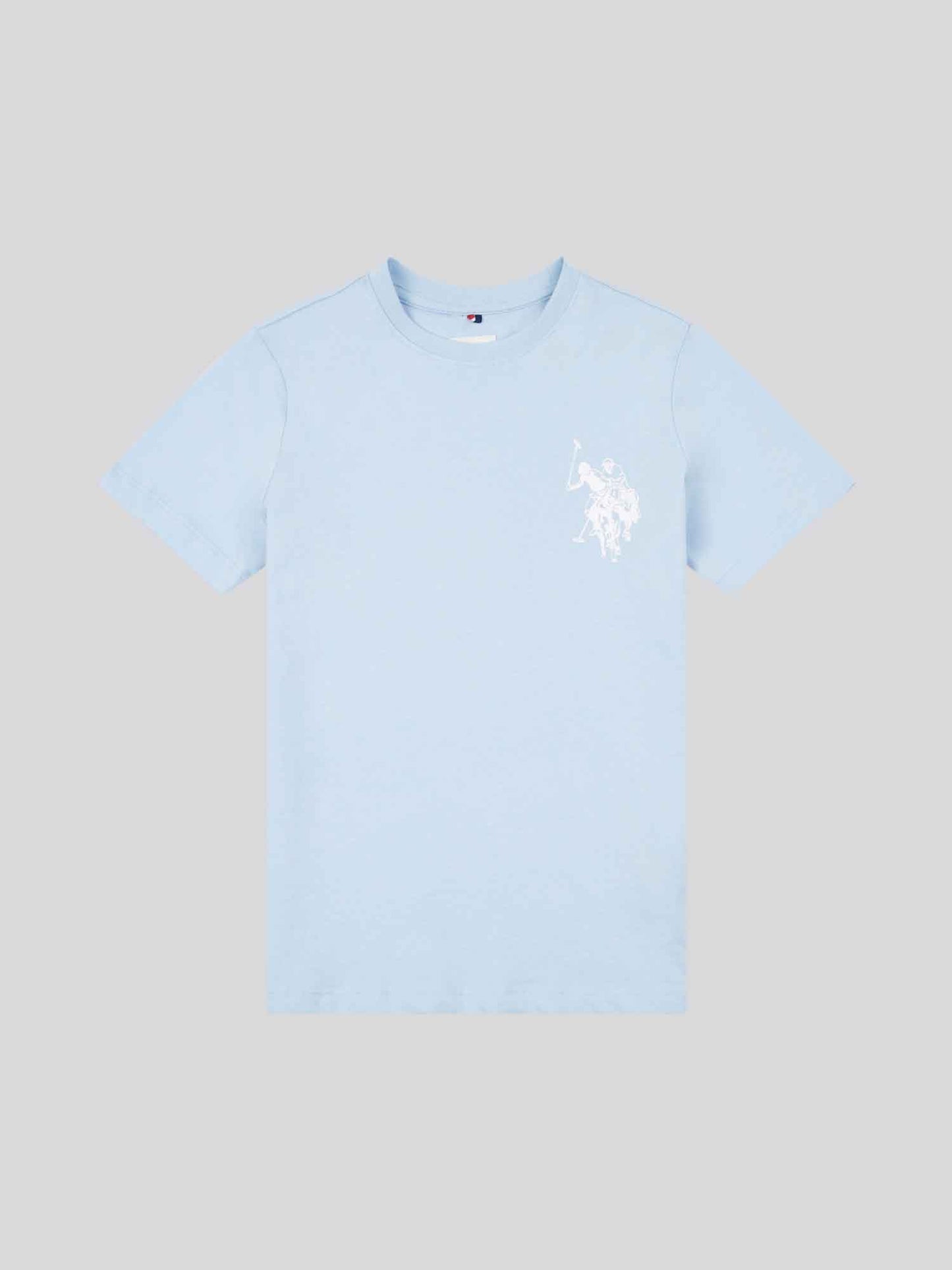 Boys Large Double Horsemen Graphic T-Shirt in Chambray Blue