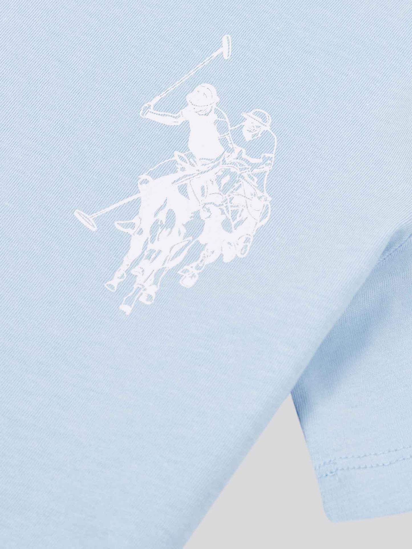 Boys Large Double Horsemen Graphic T-Shirt in Chambray Blue
