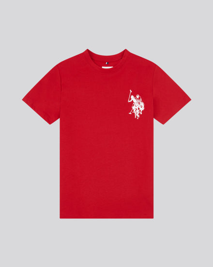 Boys Large Double Horsemen Graphic T-Shirt in Haute Red