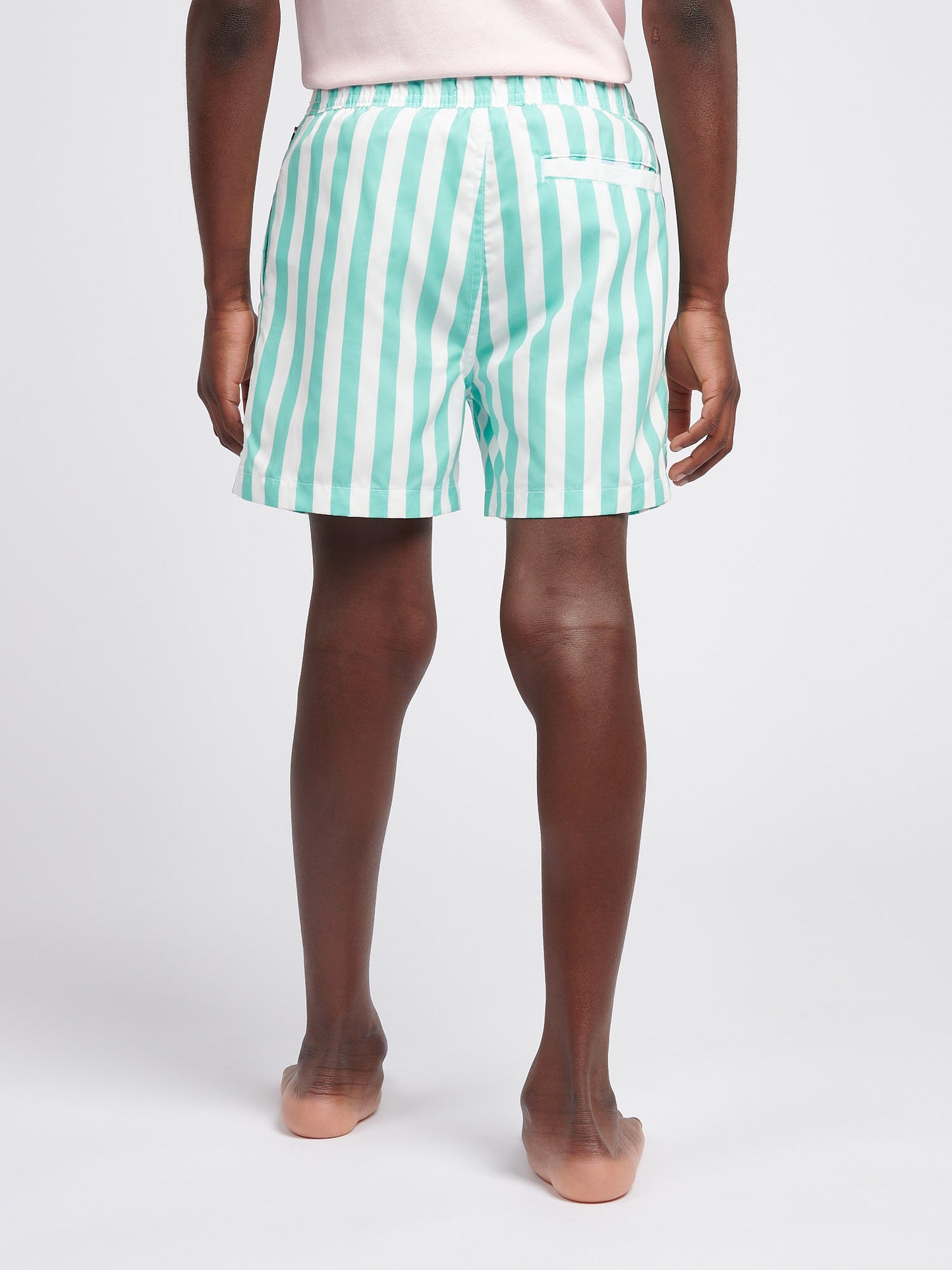 Boys Stripe Swim Short in Pool Blue