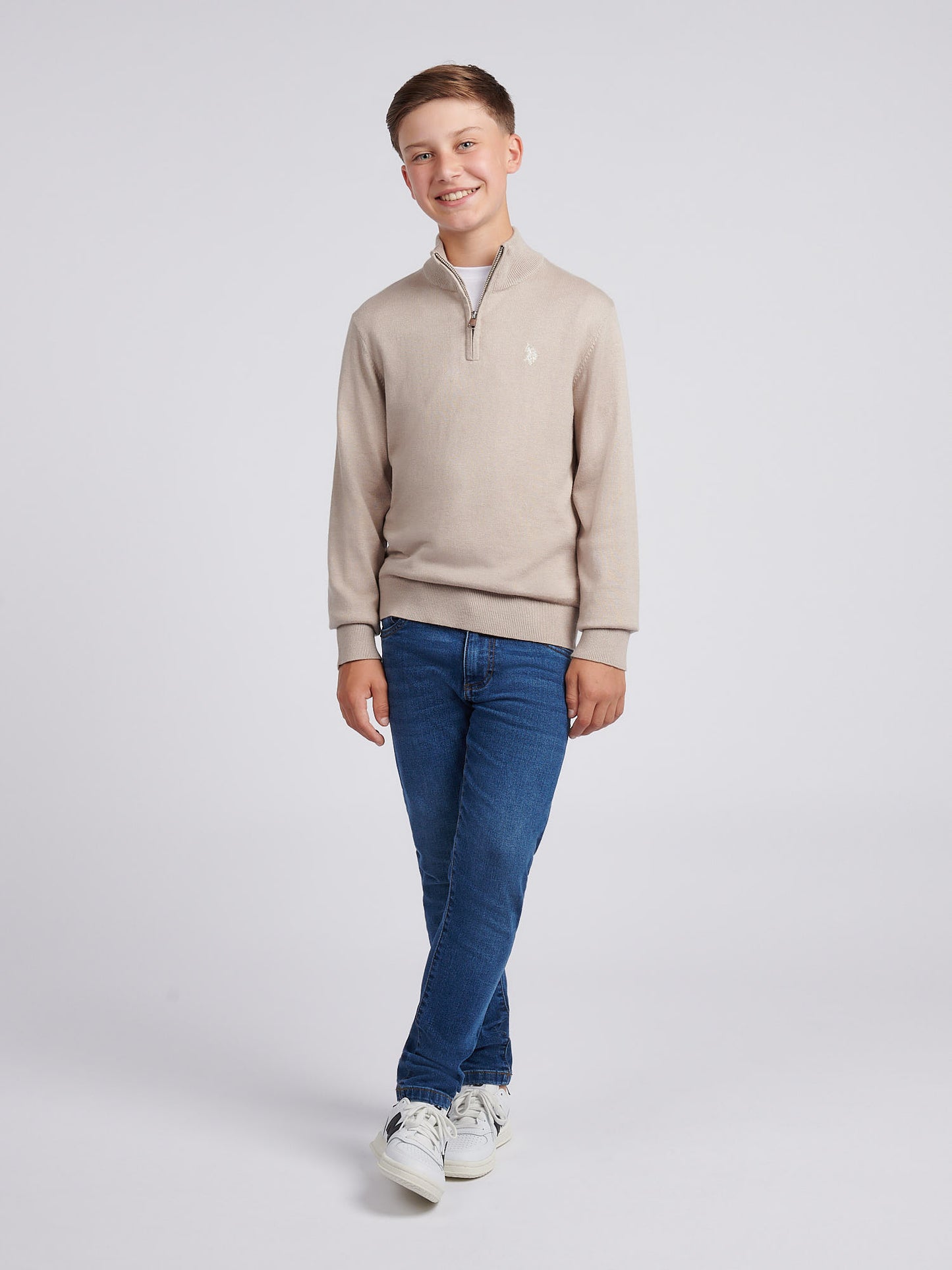 Boys Knitted Cotton Rich 1/4 Zip in Atmosphere