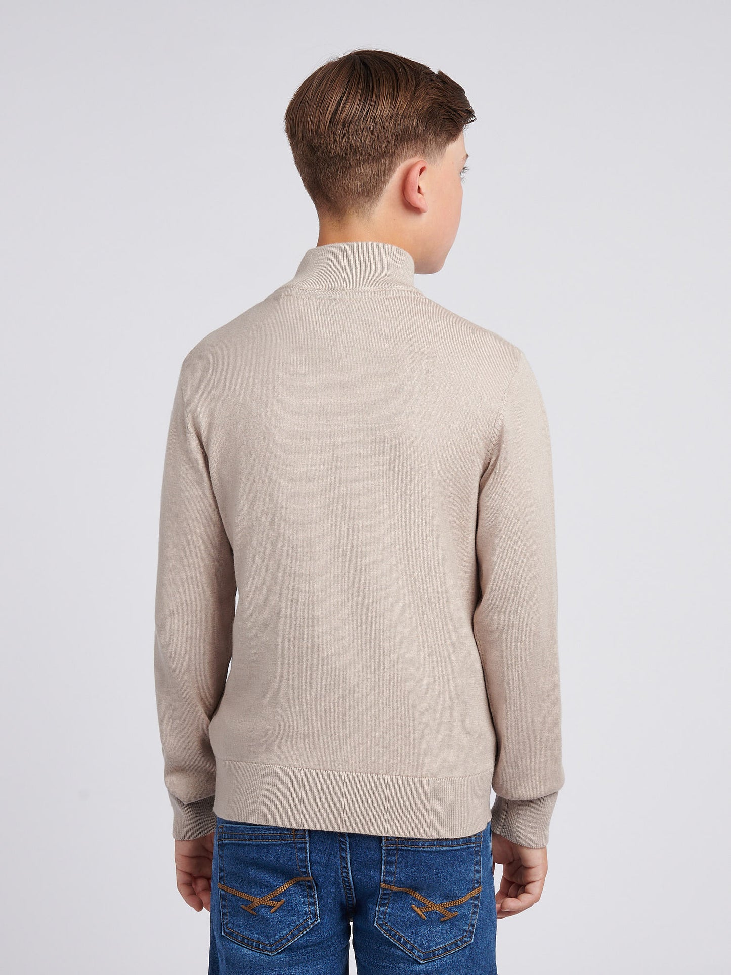 Boys Knitted Cotton Rich 1/4 Zip in Atmosphere