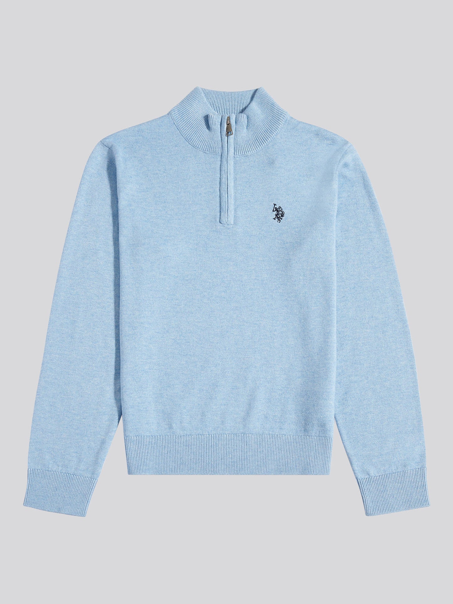 Boys Knitted Cotton Rich 1/4 Zip in Parisian Blue Marl