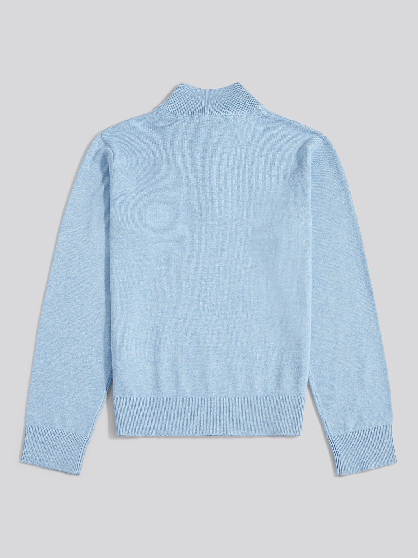 Boys Knitted Cotton Rich 1/4 Zip in Parisian Blue Marl