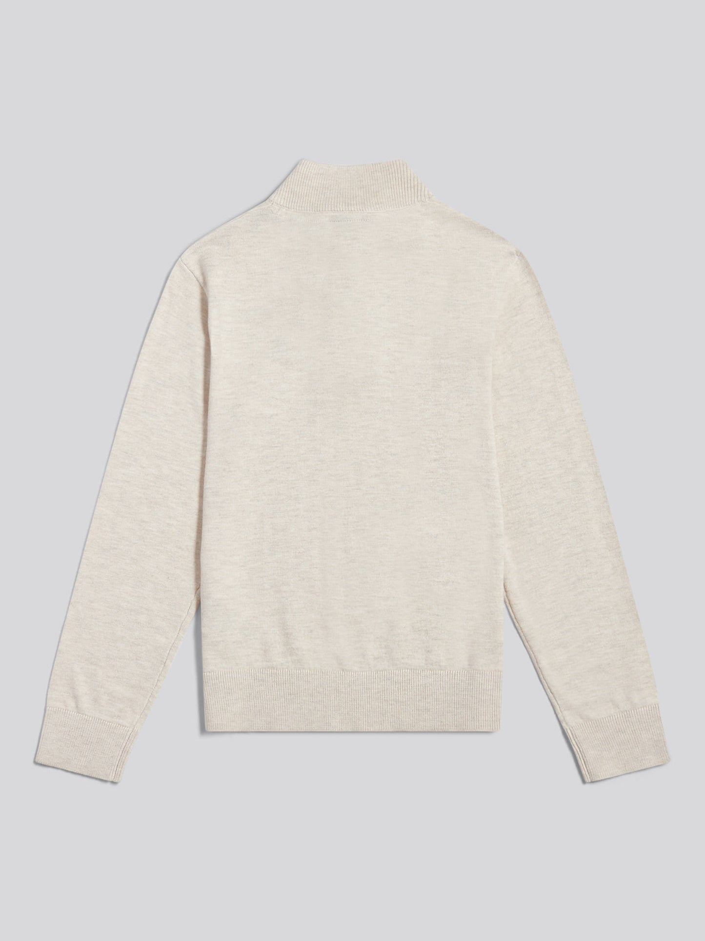 Boys Knitted Cotton Rich 1/4 Zip Birch Marl