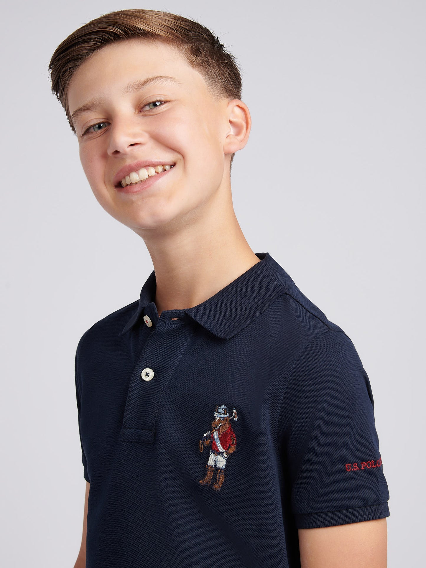 Boys Chuck Polo Shirt in Dark Sapphire Navy
